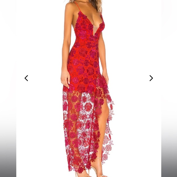 Lovers and Friends Tarron Gown in Magenta & Red - Picture 3 of 9